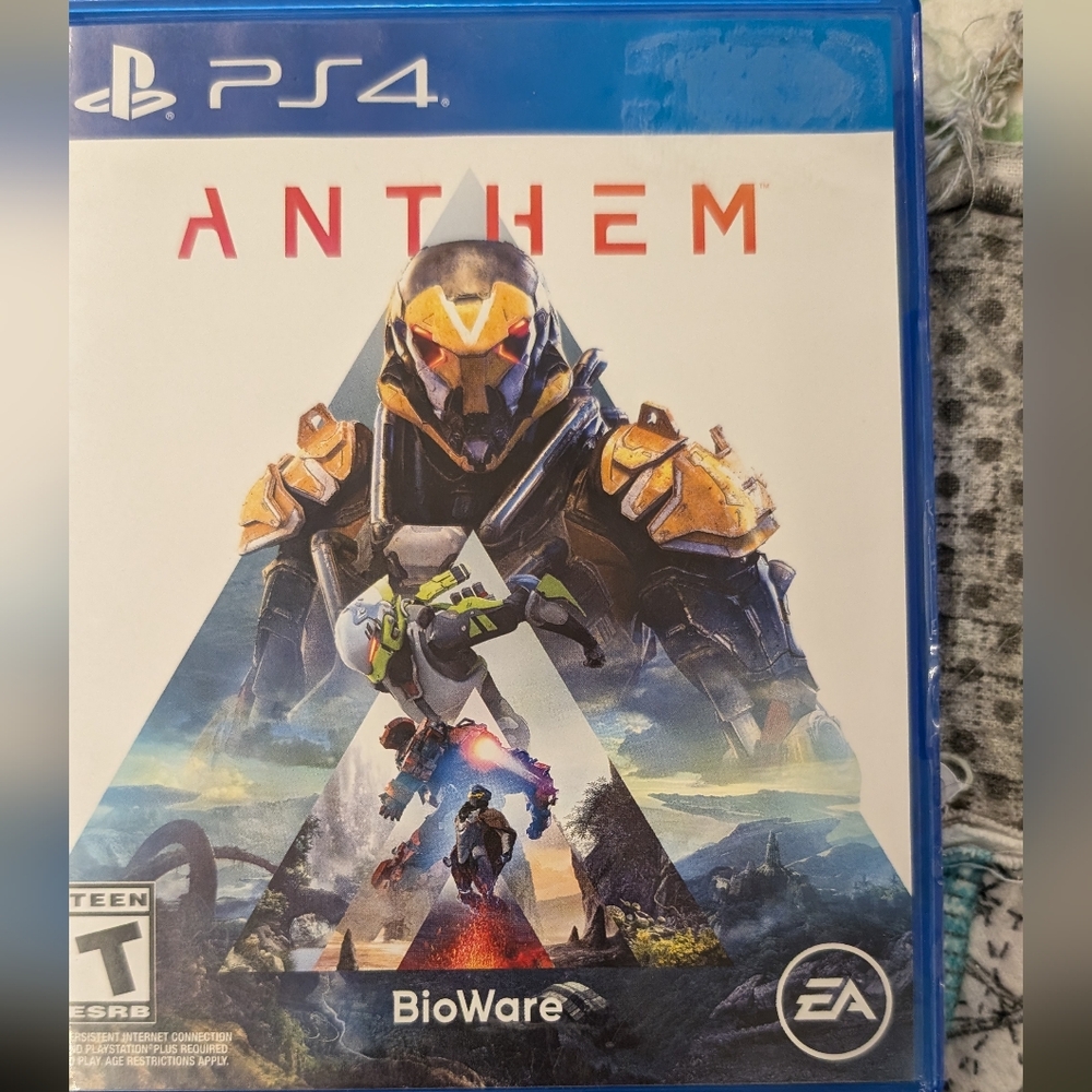 Sony PS4 Anthem Video Game - White, Blue, Yellow Artwork